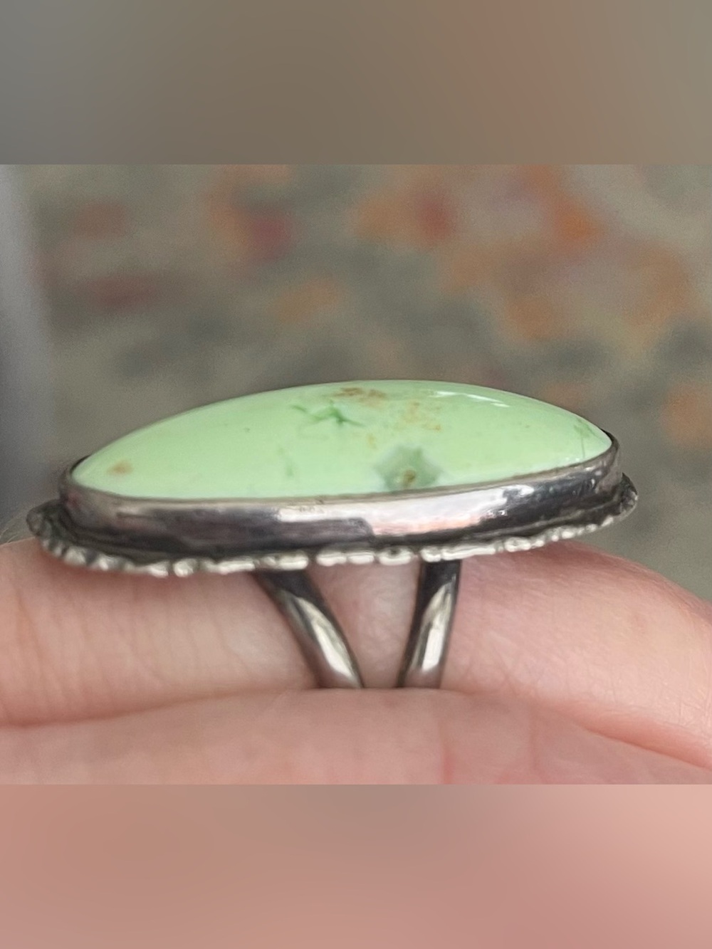 ⚜️Vintage Chrysoprase Ring Signed by artist size 7 - Picture 2 of 8